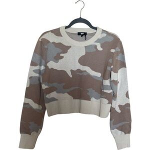 DKNY Camouflage Patterned Cropped Sweater. Size S.